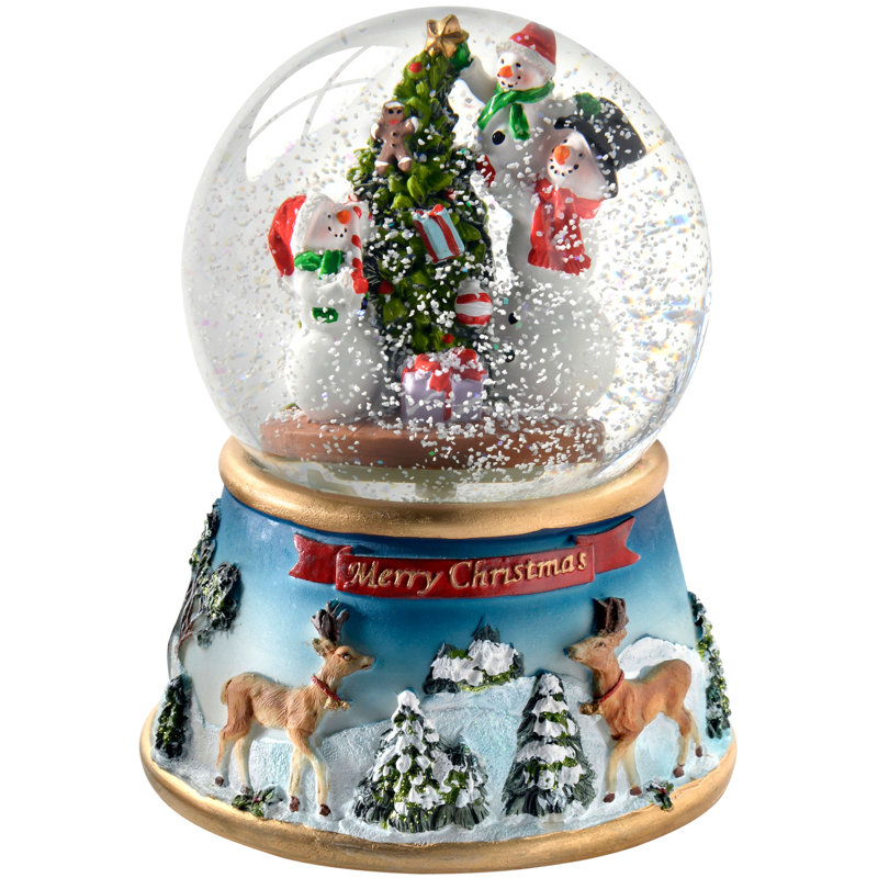 the seasonal aisle snowmen musical wind up snow globe dog outdoor christmas decorations
